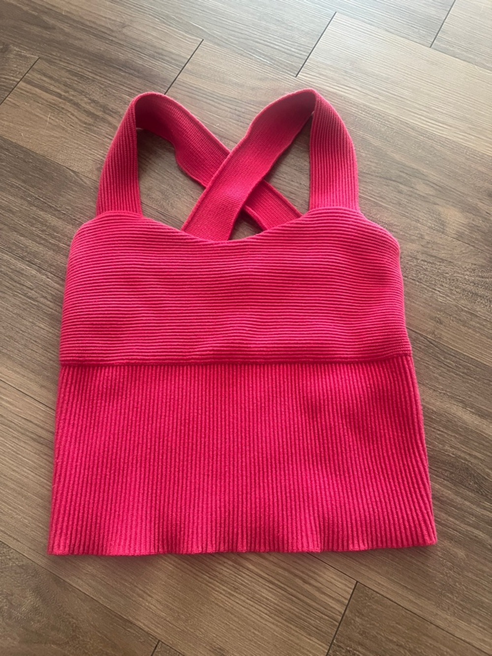 Women’s Ribbed Cross-Back Tank Top - Hot Pink